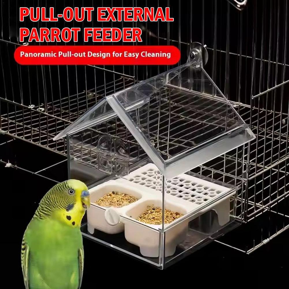 Water Bath Laboratory - Pull-Out External Parrot Feeder Bird Bathtub