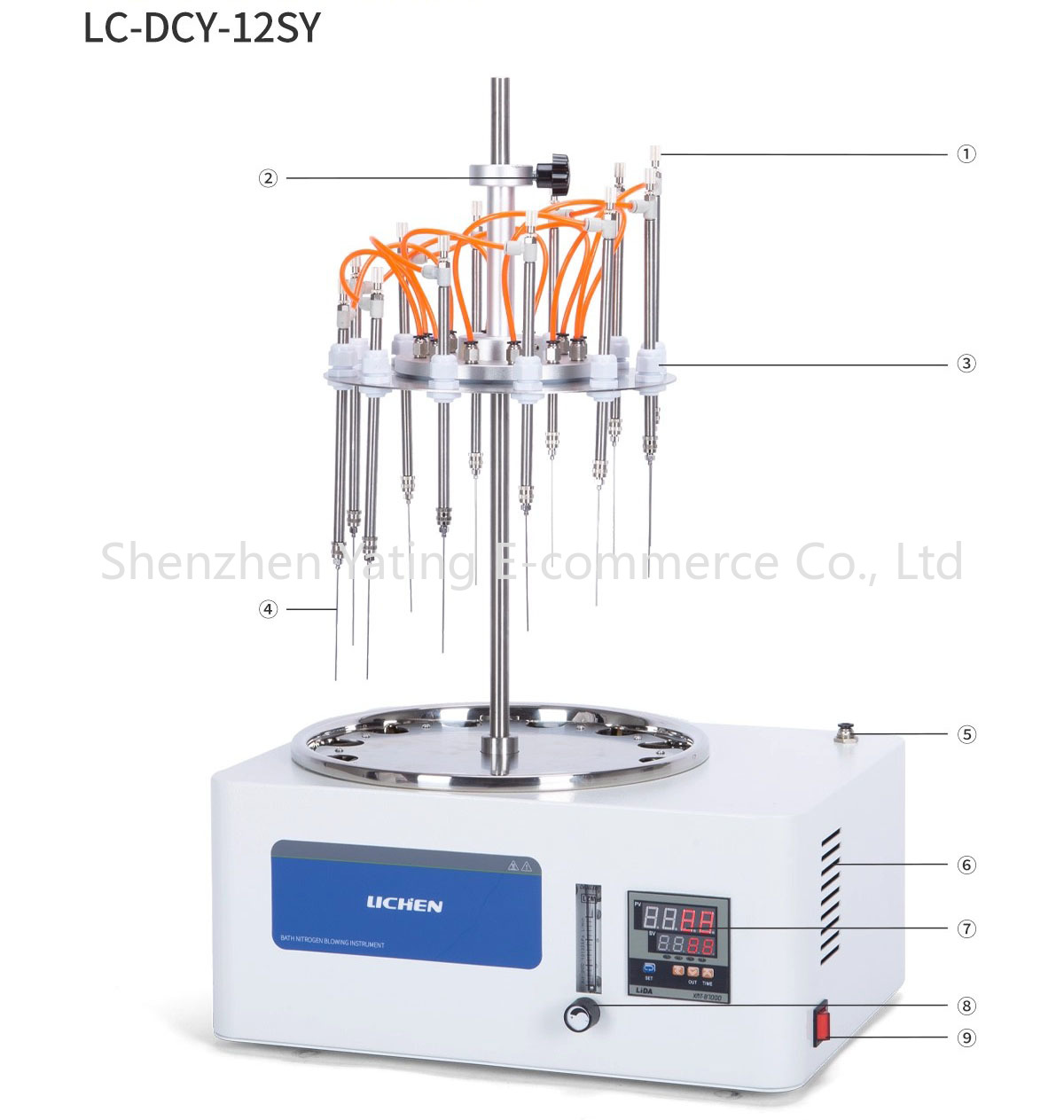 Water Bath Laboratory - Square-shaped water bath nitrogen evaporator/concentrator,LC-DCY-12SYD, 12-position